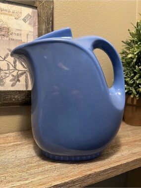 Vintage Montgomery Wards Blue Ceramic Pitcher